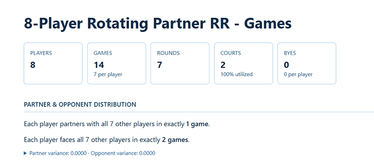 8 player rotating round robin - games technical explainer 